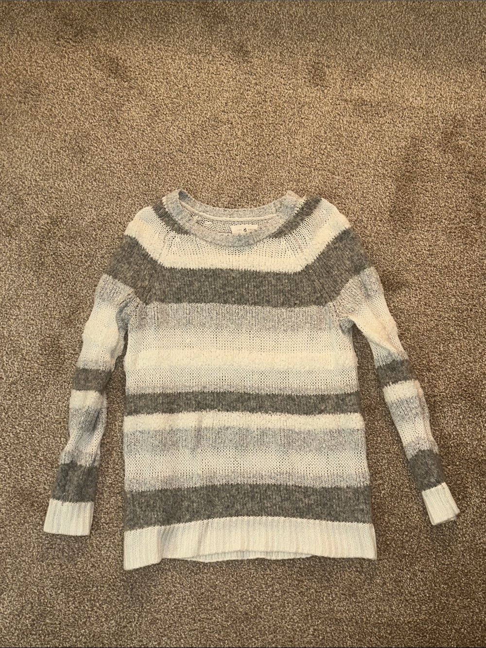 Lou & Grey Striped Crewneck Sweater in Gray & White